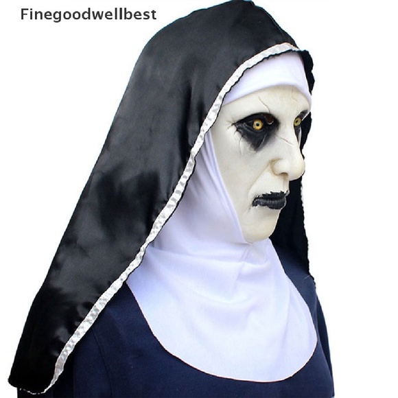 NWOT The Scary Nun Latex Mask W/Headscarf Horror For Cosplay Halloween Costume - Picture 3 of 11